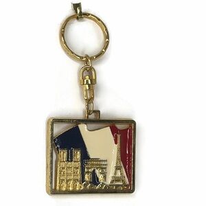 Vintage Paris Landmarks Gold Tone Keychain